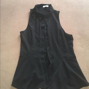 Black gold studded peplum shirt